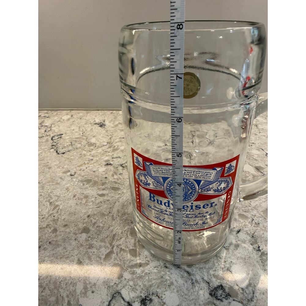 New Budweiser Giant Beer Mug Glass with Logo JL - Picture 7 of 10